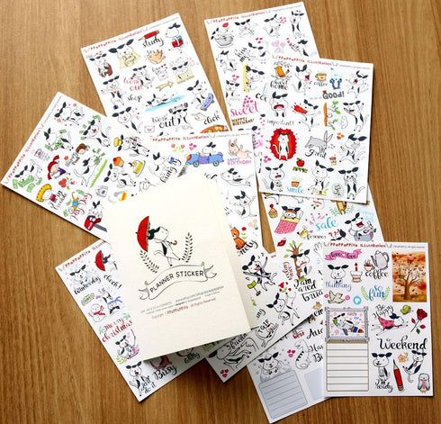 PPAPPAPPIYO Happy Dog Planner Sticker Accessories - Journals, Calendars, Weekly Stickers / 10 Sheets Size 4.6 x 6.1 Inch