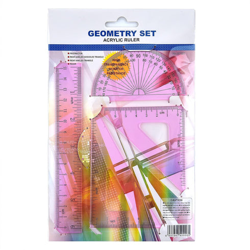 6 Inch Set Coopay Math Geometry Tool Plastic Ruler Square Includes Straight Ruler, Triangles, Protractor for Student