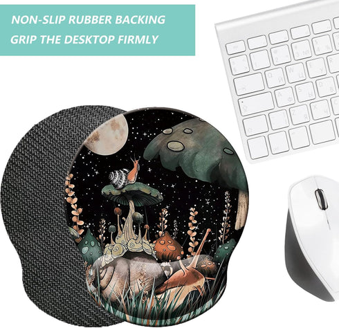 Mouse Pad with Wrist Support, Ergonomic Memory Foam Wrist Rest Cushion, Non-Slip Rubber Base Gaming Mice Pad (Snail)