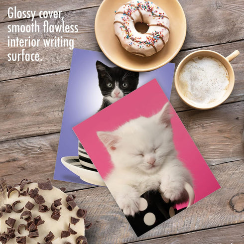 The Best Card Company 10 Adorable Blank Cat Cards (4 x 5.12 Inch) - Cute Kittens Assorted Bulk Notecard Set - Cup-Cats