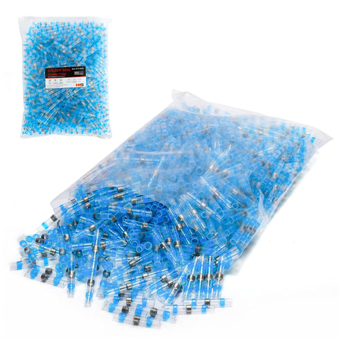 HKS 800 PCS Solder Seal Wire Connectors - Blue 16-14 AWG Heat Shrink Solder Butt Connectors for Automotive Marine Boat