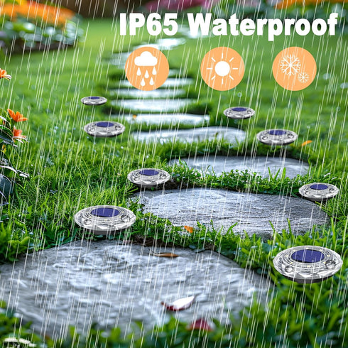 8 Pack Solar Ground Light Outdoor Mini Solar Grounf Lights Waterproof Landscape Lighting Solar Powered Pathway Lights