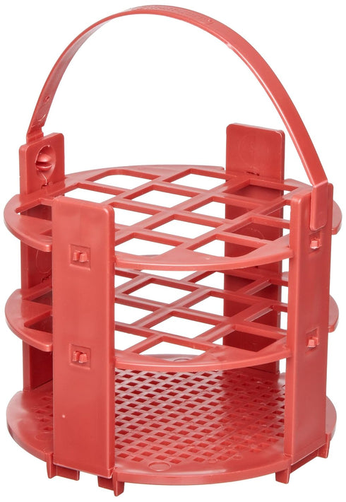 SP Bel-Art No-Wire Round Test Tube Rack, 14 Places, For 13-16mm Tubes, Red