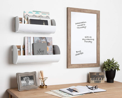DesignOvation Beatrice Framed Magnetic Dry Erase Board, Rustic Brown, 18x27