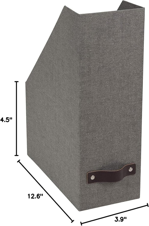 Bigso Box of Sweden Estelle Canvas Fiberboard Magazine Storage Box, Gray, 12.6" x 4.5" x 9.8"