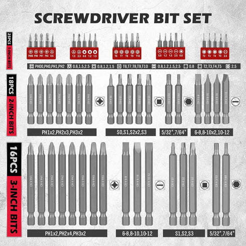 260-Piece Set, Set Ultimate Precision Screwdriver Bit Premium Security Bit Includes Magnetic Security Bits, Nut Driver
