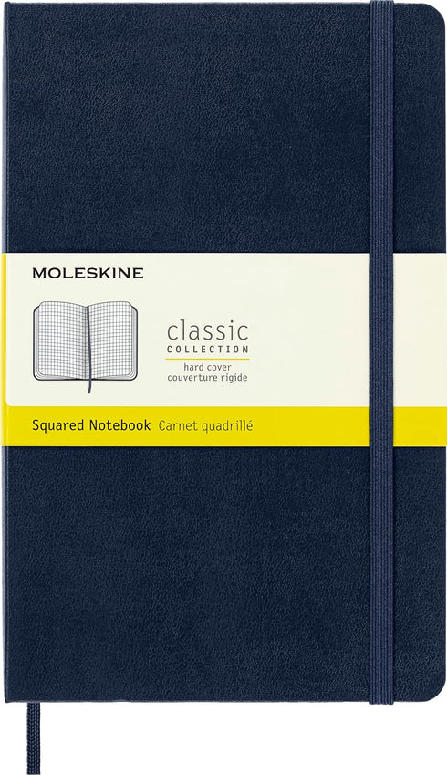 Moleskine Classic Notebook | Hard Cover Large (5" x 8.25") Squared/Grid | Sapphire Blue, 240 Pages
