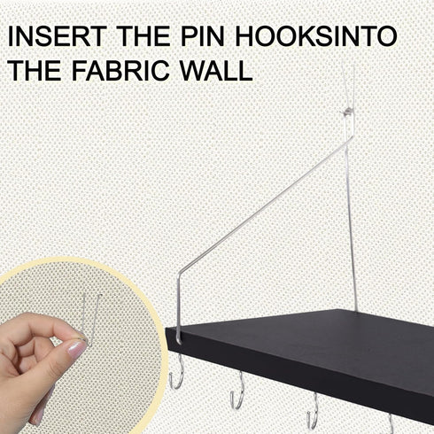 KjsEphitelian 1-Pack Hooks12x6.0in Cubicle Shelf For Fabric Walls With Black Wooden Cubicle Shelf Hanging Organizer
