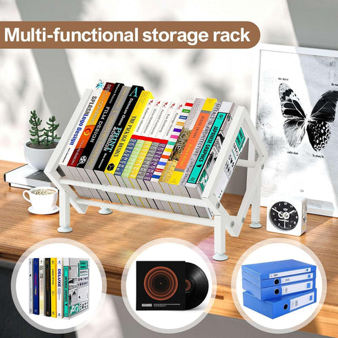 ENCIMART Tabletop Bookshelf Organizer, Adjustable Desk Shelf for Top of Desk in Living Room, Home, Office, Stainless