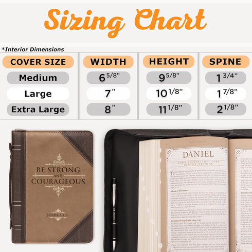 Christian Art Gifts Men's Classic Bible Cover, Be Strong and Courageous Joshua 1:9, Brown Faux Leather, Medium
