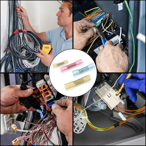 130 Pcs Heat Shrink Butt Connectors Kit, 10-26 AWG Waterproof Insulated Marine Automotive Crimp Terminals