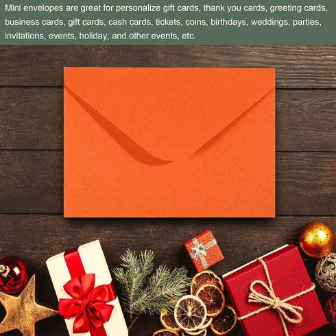 YOKIVE 100pcs Gift Card Envelopes, 10x7cm Mini Envelopes for Thank You Cards, Graduation, Birthday, Orange