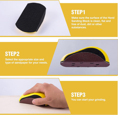 Sanding Block Set, 3 PCS Hook and Loop Sanding Block and 1 PCS Mouse Sander, Round and Mouse for Woodworking