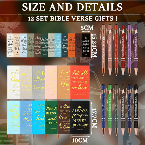 Zhanmai 72 Pcs Christian Gifts Set, Bulk Bible Verse Paper Bags, Ballpoint Pens, Notebook, Bookmark, Inspirational