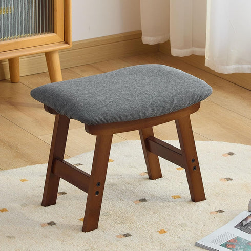 Wieghda Foot Stool,Under Desk Foot Rest Ottoman, Washable Stool for Office, Living Room, Bedroom (Brown Legs-Grey Stool