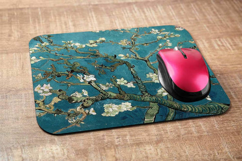 Blossoms Gaming Mousepad, Van Gogh Artisoo Oil Painting Almond Blossoms Mouse Pad for Computer Desk, 9.5 X 7.9 Inch