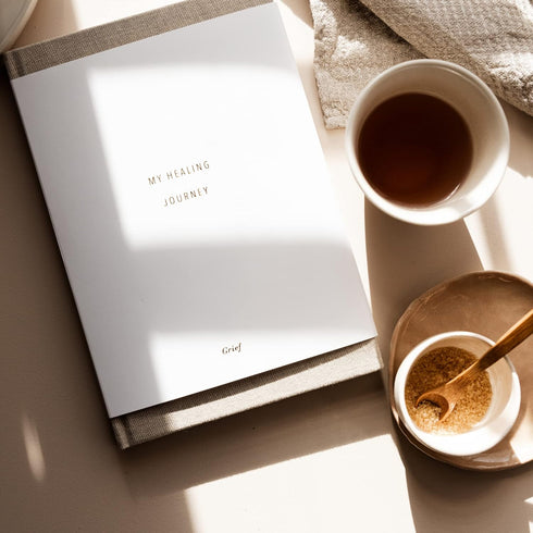 Promptly Journals, My Grief Journal: A Healing Journey (Wheat, Linen) | Guided Journal for Grief and Loss