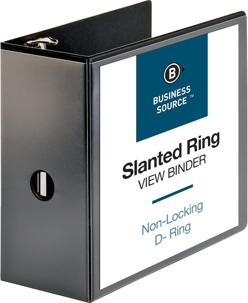 Business Source 28451 D-Ring View Binder, 5-Inch Capacity, 11x8-1/2-Inch, Black