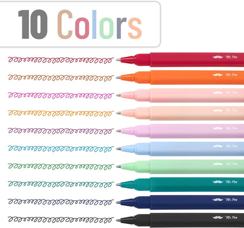 Mr. Pen- Aesthetic Pens, 10 Pack, Assorted Colors, Fast Dry, No Smear Bible Pens No Bleed Through, Fine Point Pen, Ballpoint Pens Ballpoint, Fine Tip Pens for Note Taking, Pens Aesthetic by Mr. Pen