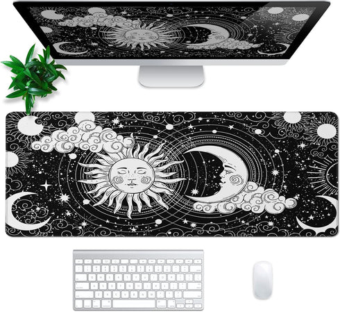 Magic Astrology Extended Big Mouse Pad Large, Gaming Mouse Pad Desk Pad,31.5x11.8 Inch Long Computer Keyboard Mouse Mat Black Mousepad with 3mm Non-Slip Base and Stitched Edge for Gaming and Office by Hahaluo