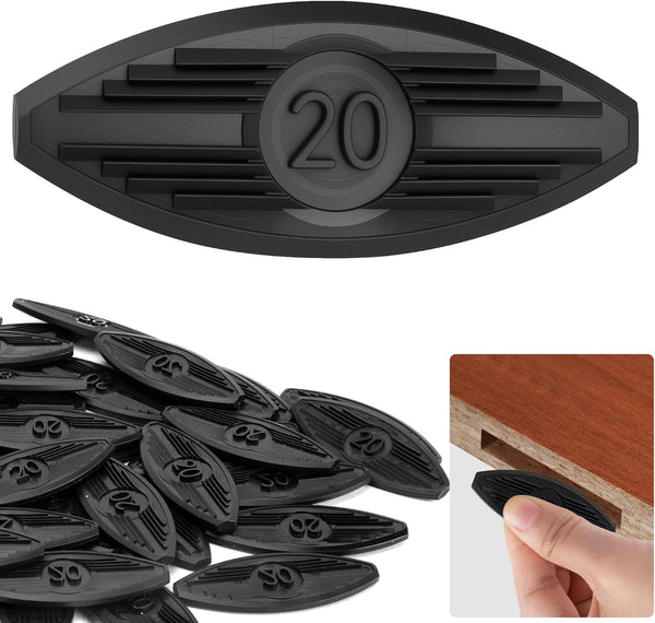 Nkiy Quen 60 Pcs Plastic Joining Biscuits, Self Clamping Plate Joiner Biscuit, Black Biscuit