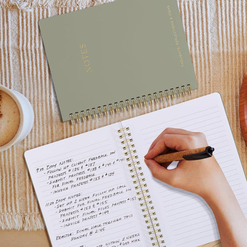 ZICOTO Aesthetic Spiral Notebook Set of 2, Cute Ruled 8x6 Journal/Notebook with Pockets and Lined Pages for School