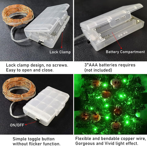 16 50 1 Pack RUICHEN Ft Copper Wire LED Mini Fairy String Lights Battery Operated for Bedroom, Christmas, Halloween, St