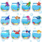 Whaline 24 Packs Sea Animal Sticky Notes, Fishbowl Shaped Notepads, 12 Designs Ocean Memo Pads for Office School