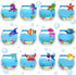 Whaline 24 Packs Sea Animal Sticky Notes, Fishbowl Shaped Notepads, 12 Designs Ocean Memo Pads for Office School