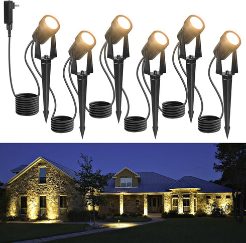 NEWKAZ Outdoor Landscape lighting Low Voltage, 65.6FT Wired LED Spot light with Plug-in