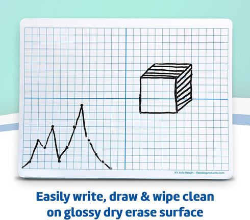 Flipside Products 9" x 12" Two-Sided XY Axis Dry Erase Learning Mat, Economical - 24 Pack