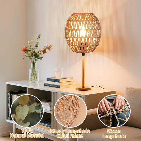 Small Lamp Shades For Table Lamps Hanging Light Boho Lamp Shades Wicker Lamp Shade for Floor Lamps, Rattan Lampshade