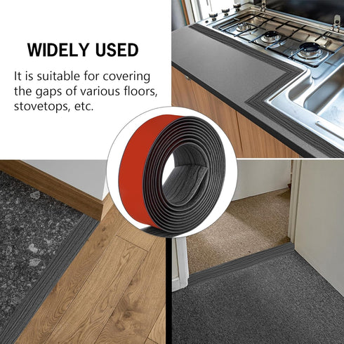 5Ft Floor Transition Strip, Self Adhesive Vinyl Cover for Laminate Floor Gaps, Gray