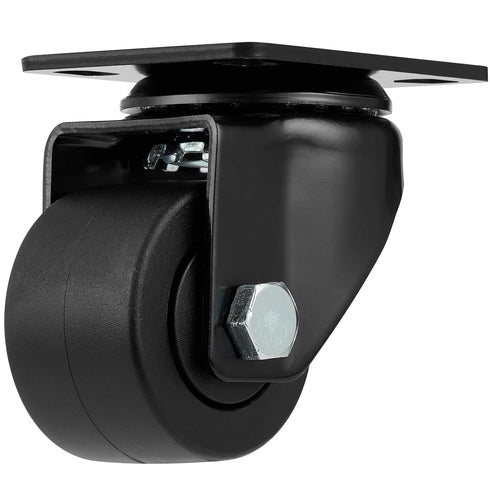 Finnhomy 2 Inch Caster Wheels Set of 4, Heavy Duty Low Profile Plate Swivel Casters, Black, 2,200 Lbs Capacity
