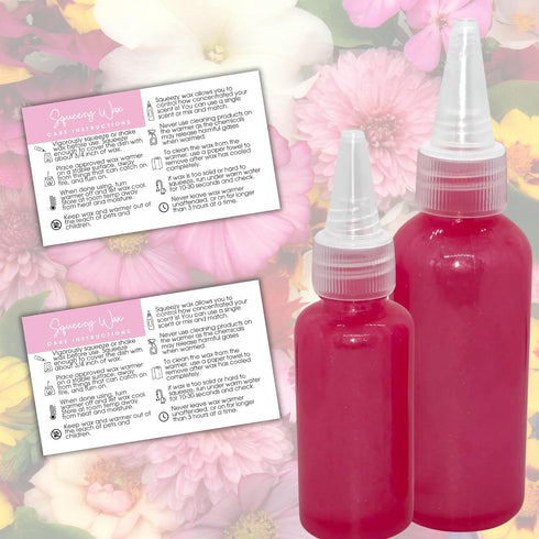 Lashicorn 50pk 2x3.5 Squeezy Wax Instruction Cards Squeezable Liquid Melt Bottle | Minimalist Client Care Directions