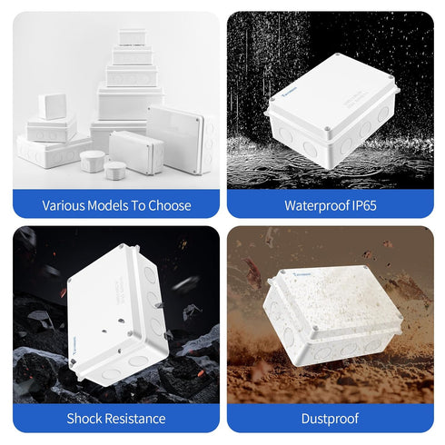Waterproof Electrical Junction Box, 5.9"x4.3"x2.8", Sturdy ABS Plastic IP65 Dustproof Project Enclosure, White