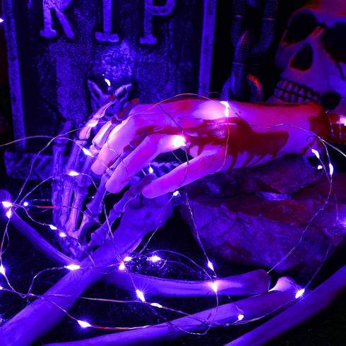 19.47ft 60 8 BrizLabs Purple Halloween Lights, LED Battery Halloween Lights, Modes Purple Fairy String Light