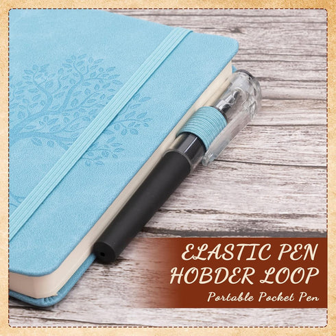 Estune Tree Small Notebooks with Pen Holder, Leather Lined Pocket Subject Notebooks, A6, Classic Color, 40 Pcs