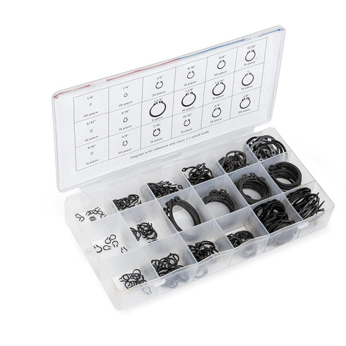 NEIKO 50458A Snap Ring Shop Assortment, 300 Piece Retaining Ring Set, 18 Sizes, Heat-Treated Steel