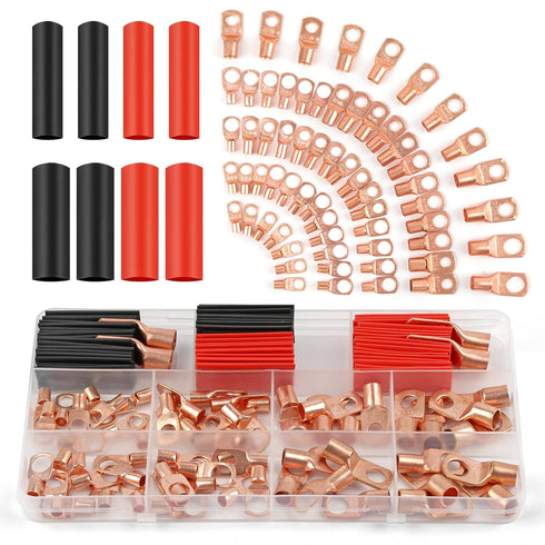 PEASUG Copper Wire Lugs 130Pcs, AWG 2 4 6 8 10 12