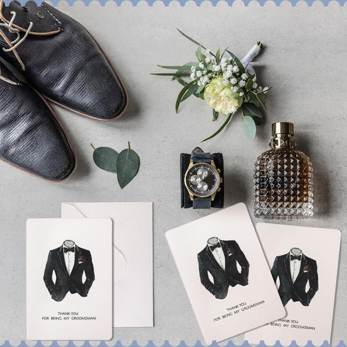 8 Set 4 5 Inch Yinkin Wedding Thank You Cards with White Envelopes for Being My Groomsman Bridesmaids x Blank Wedding