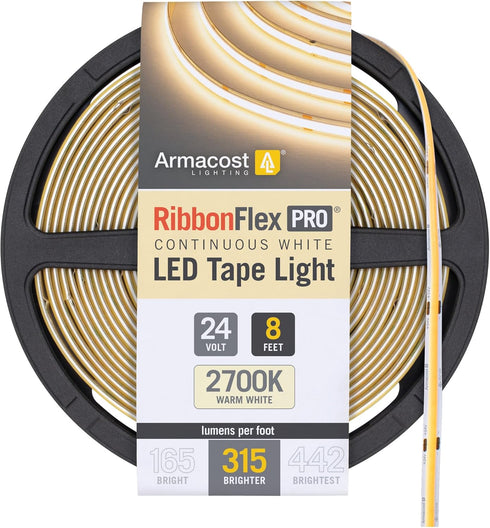 Armacost Lighting RibbonFlex Pro 24V White COB LED Strip Light Tape 2700K,