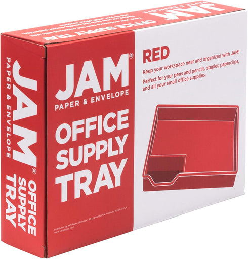 JAM Paper Stackable Half Desk Trays - Red, Office & Desk Supply Organizer, Sold Individually