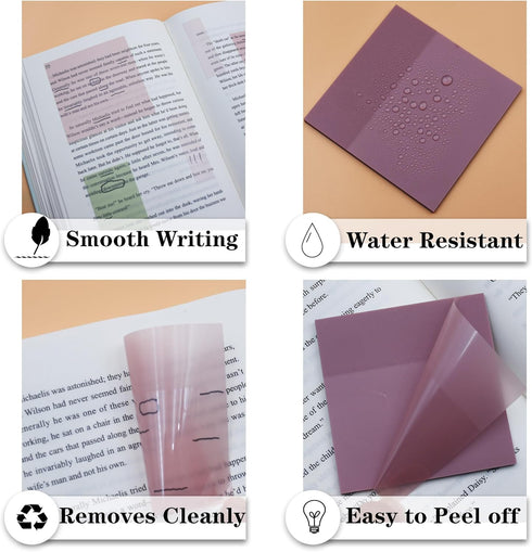 Transparent Sticky Notes, 3"x3" Clear Waterproof Translucent Pads for Books Annotation, School Office