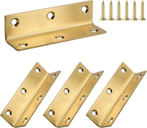 L Bracket, Heavy Duty Corner Brace, 4 Pack 4 Inch Stainless Steel