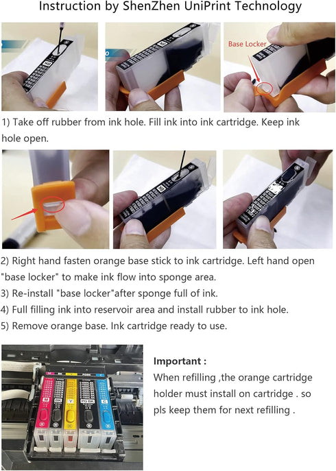 UP PGI-280XL CLI281XL Empty Refillable Ink Cartridge, Compatible for Canon PIXMA TS6120 TS6220 Series with Permanent