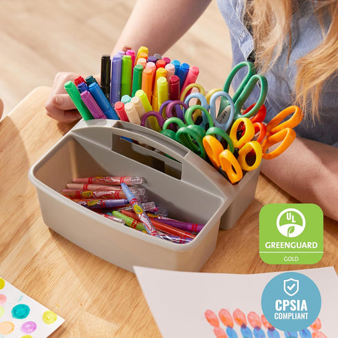ECR4Kids 3-Compartment Storage Caddy, Grey Supply Organizer, 6-Pack for Classroom and Office Organization
