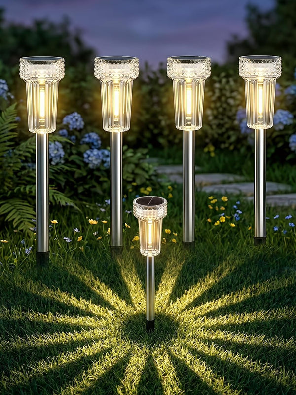 DERAYSION Solar Lights Outdoor, 8 Pack Solar Pathway Lights Dusk-to-Dawn Garden Lighting,