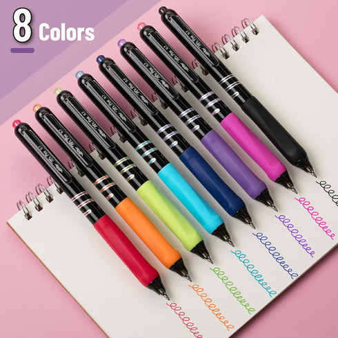 Mr. Pen- Retractable Gel Pens, 8 Pack, Vibrant Barrels, Fast Dry, Colorful Ink Gel Pens Fine Point 0.7mm, Retractable Pens, Cute Pens, Gel Ink Pens, Aesthetic Pens for Journaling Fine Tip Pens by Mr. Pen