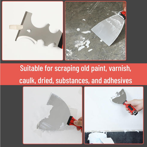 Set, 4 Pack, 4" 5" 6" 10 1 Hammer Spackle Bates- Putty Knife Stainless Steel, & in Multi Purpose Painters Tool, Soft